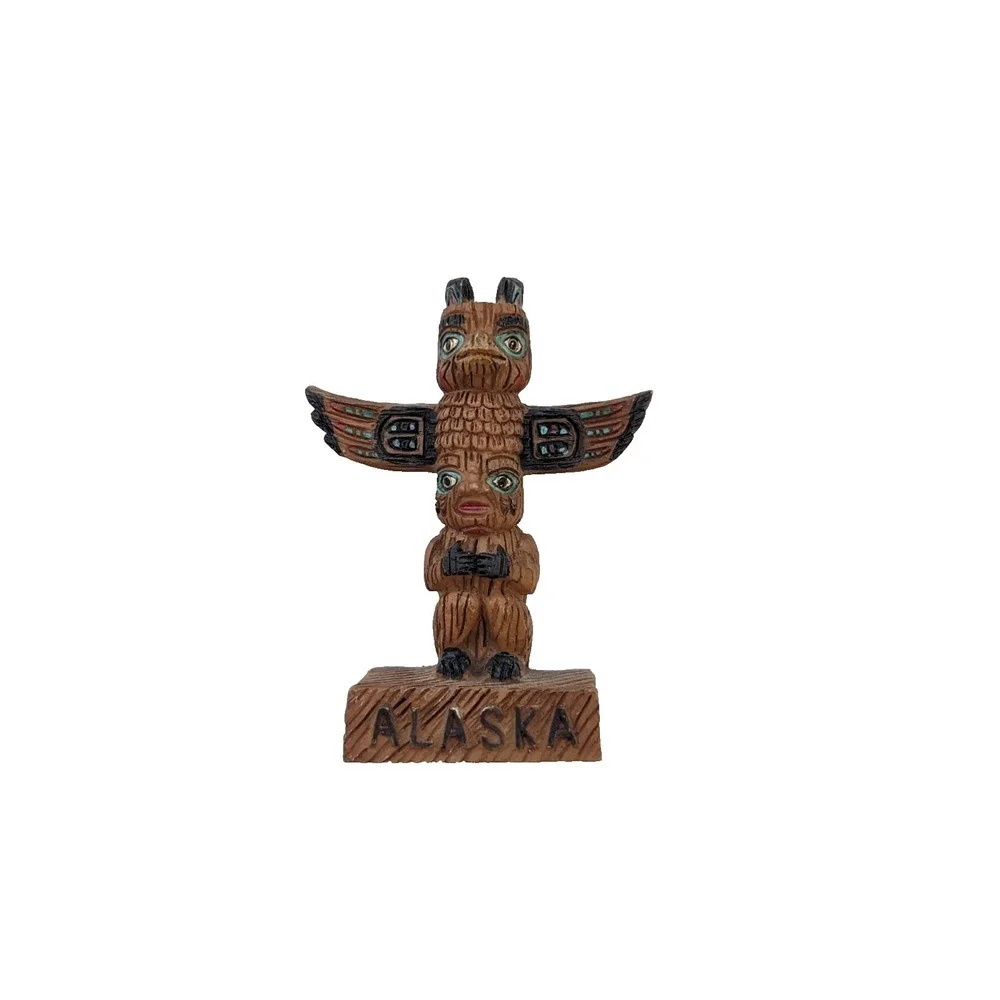 Alaska Totem Pole Fridge Magnet Souvenir 3D Carved Look Native-Inspired Design